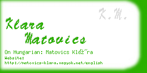 klara matovics business card